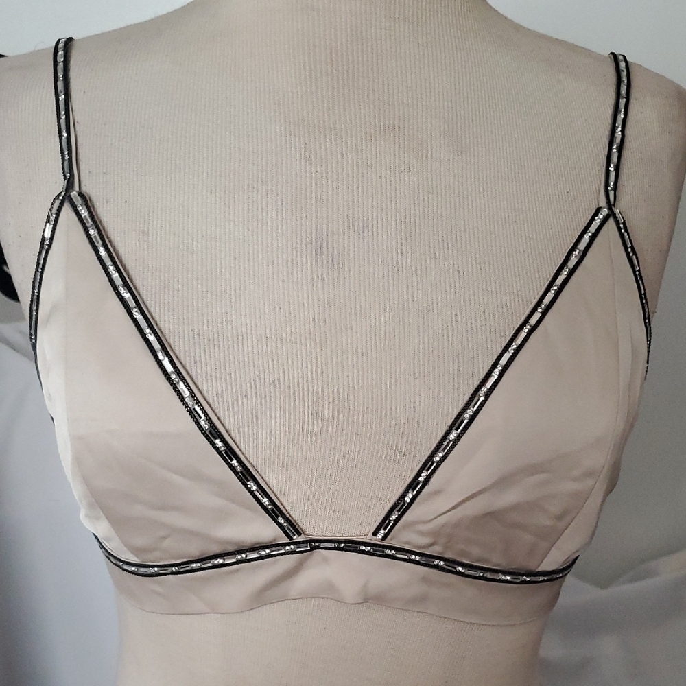 Elegant Cream Bralette with Black Trim